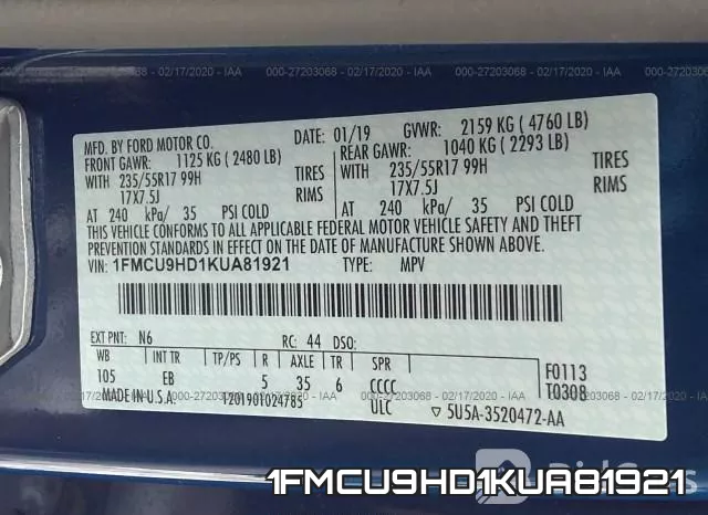 1FMCU9HD1KUA81921 фото 10