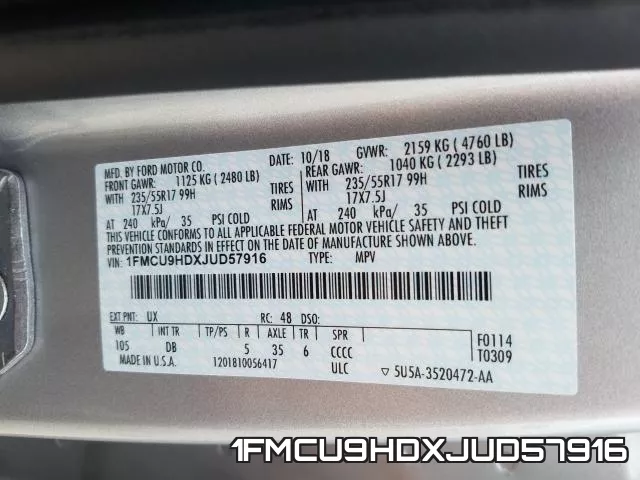1FMCU9HDXJUD57916 фото 2