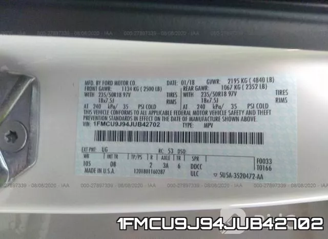 1FMCU9J94JUB42702 фото 10