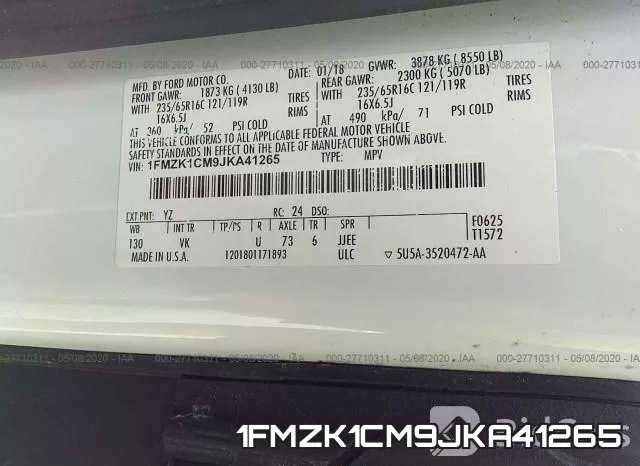 1FMZK1CM9JKA41265 фото 10