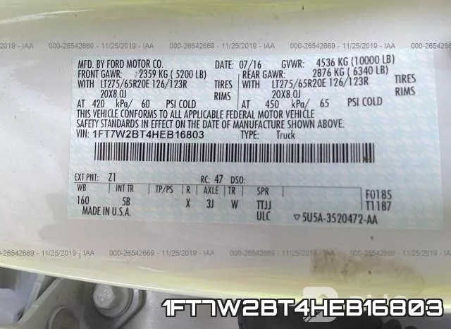 1FT7W2BT4HEB16803 фото 10
