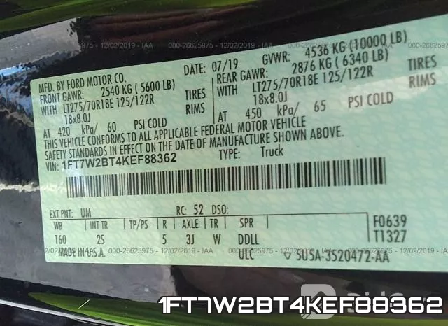 1FT7W2BT4KEF88362 фото 10