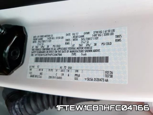 1FTEW1C87HFC04766 фото 2