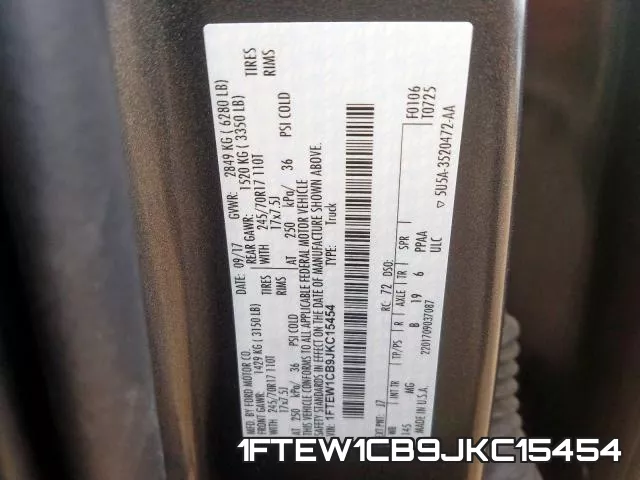 1FTEW1CB9JKC15454 фото 2