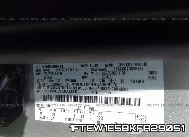 1FTEW1E58KFA29051 фото 10