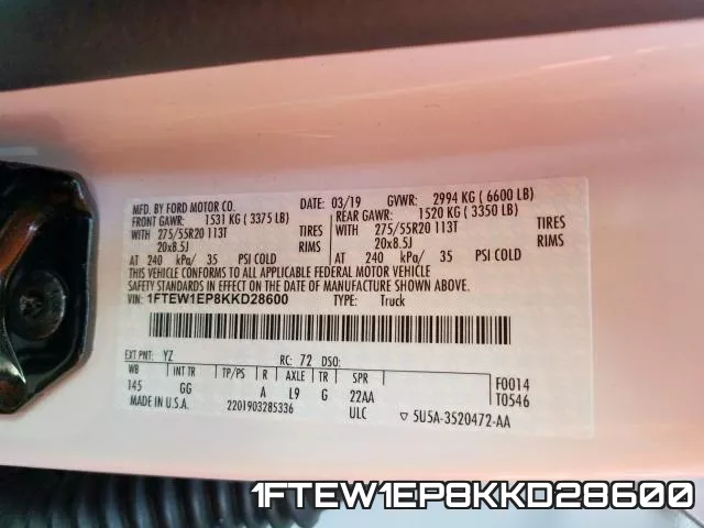 1FTEW1EP8KKD28600 фото 2