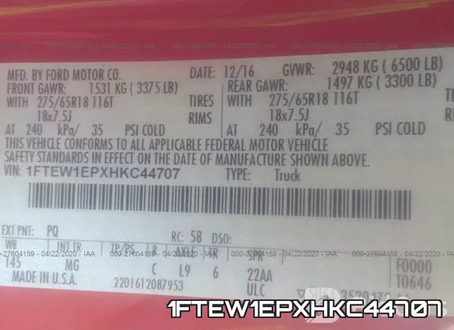 1FTEW1EPXHKC44707 фото 10