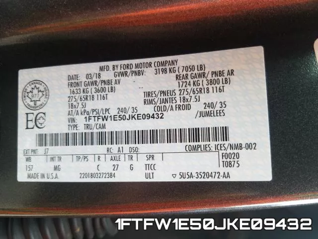 1FTFW1E50JKE09432 фото 2