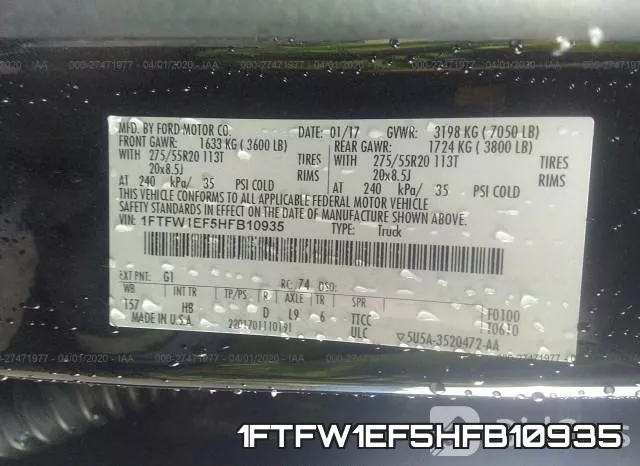 1FTFW1EF5HFB10935 фото 10