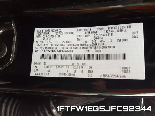 1FTFW1EG5JFC92344 фото 2
