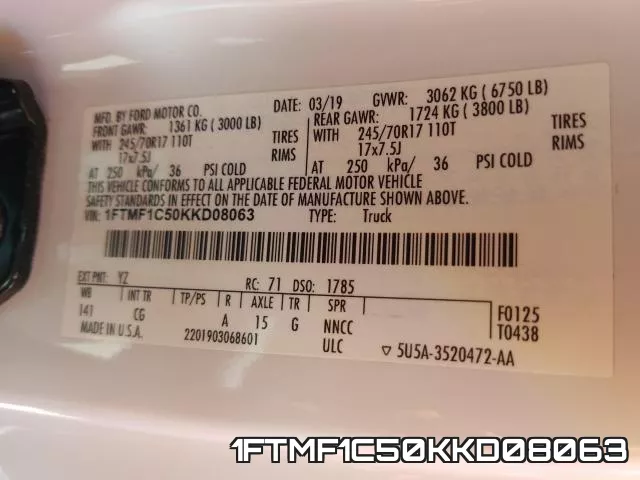 1FTMF1C50KKD08063 фото 2