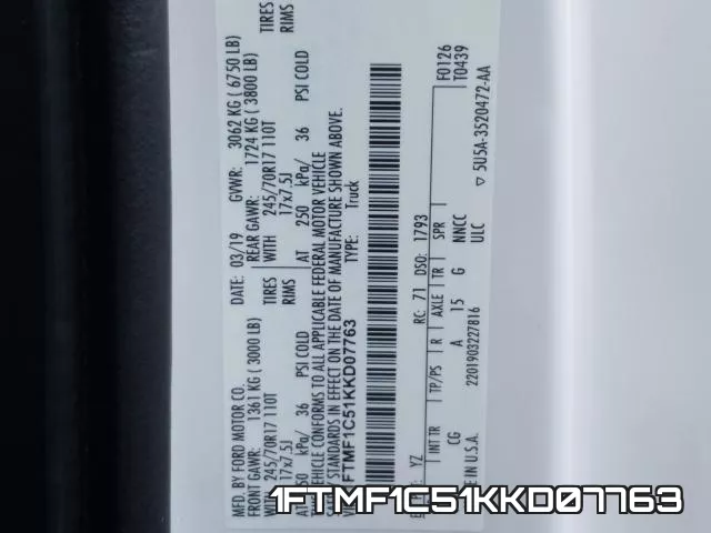 1FTMF1C51KKD07763 фото 2