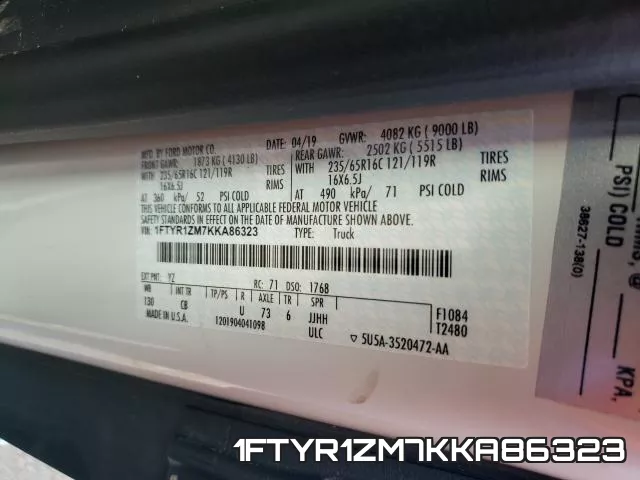 1FTYR1ZM7KKA86323 фото 2