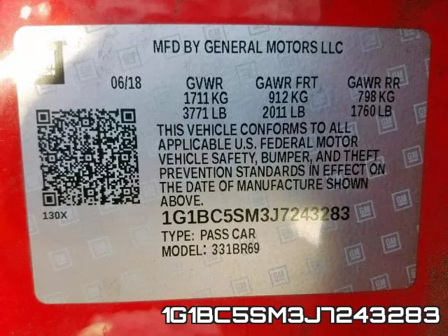 1G1BC5SM3J7243283 фото 2