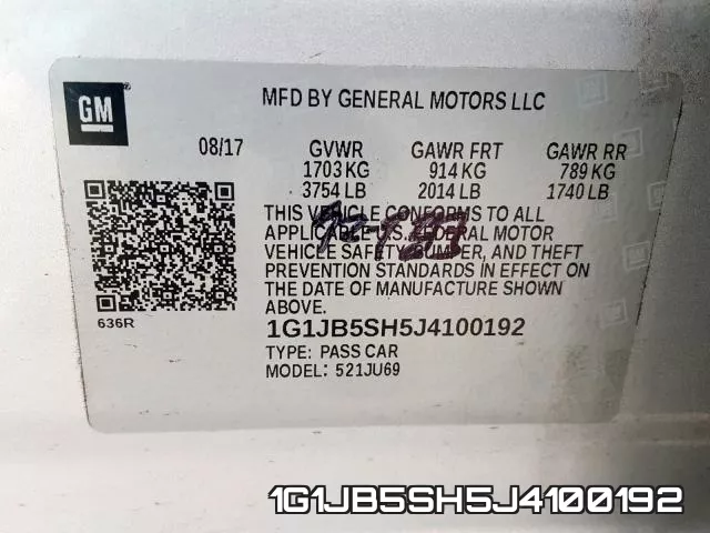 1G1JB5SH5J4100192 фото 2