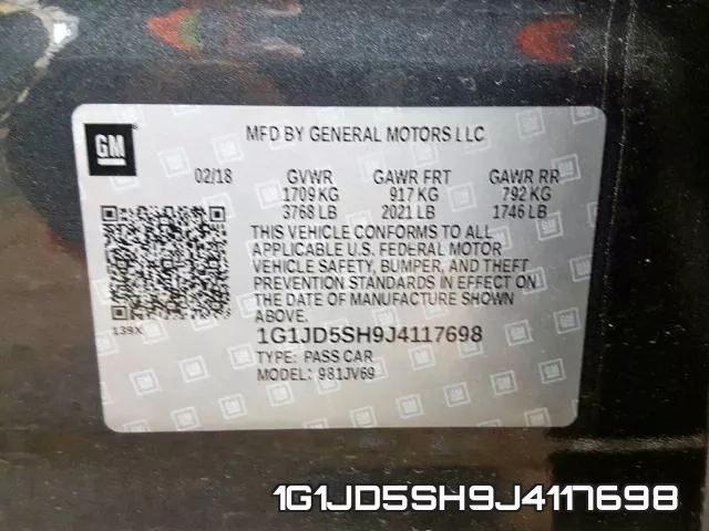 1G1JD5SH9J4117698 фото 2