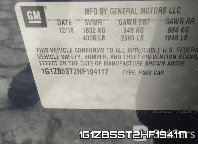 1G1ZB5ST2HF194117 фото 10