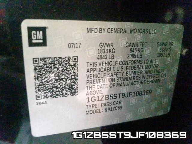 1G1ZB5ST9JF108369 фото 2
