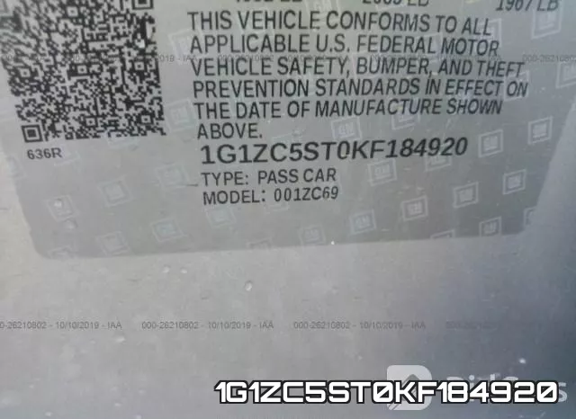 1G1ZC5ST0KF184920 фото 10