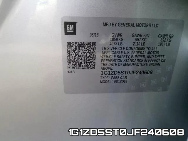 1G1ZD5ST0JF240608 фото 2