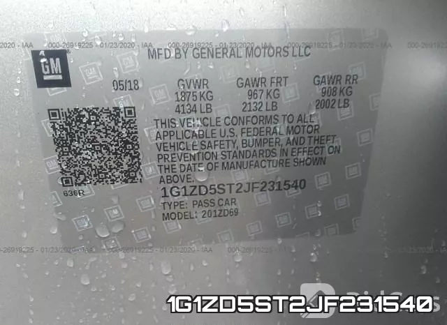 1G1ZD5ST2JF231540 фото 10