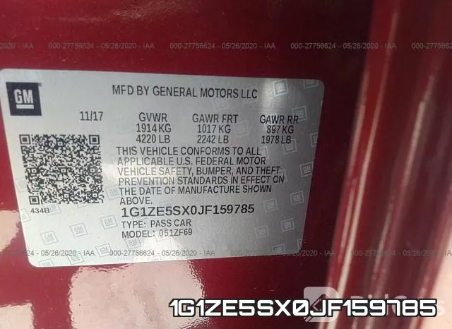 1G1ZE5SX0JF159785 фото 10