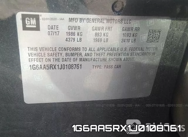 1G6AA5RX1J0108761 фото 10