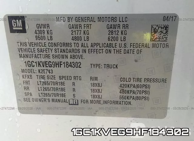 1GC1KVEG9HF184302 фото 10