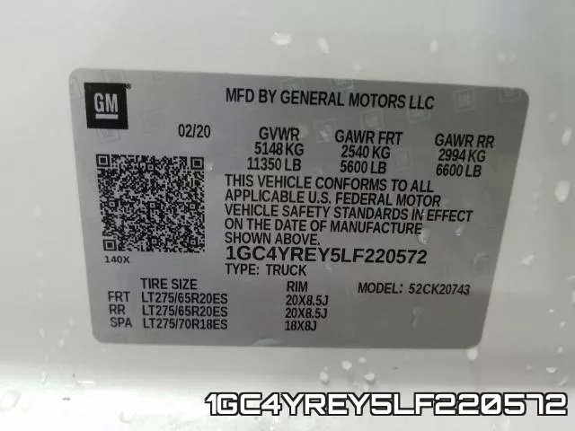 1GC4YREY5LF220572 фото 2