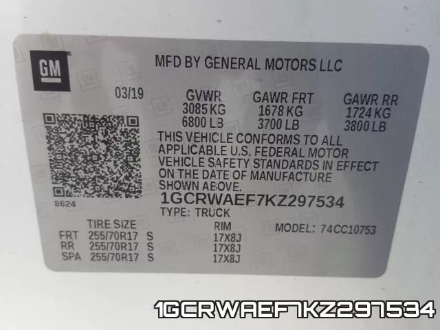 1GCRWAEF7KZ297534 фото 2