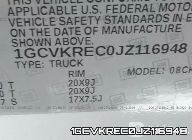 1GCVKREC0JZ116948 фото 10