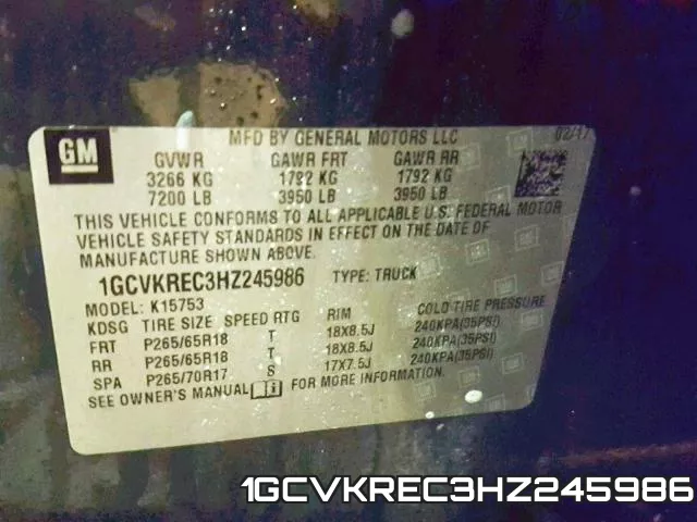 1GCVKREC3HZ245986 фото 2