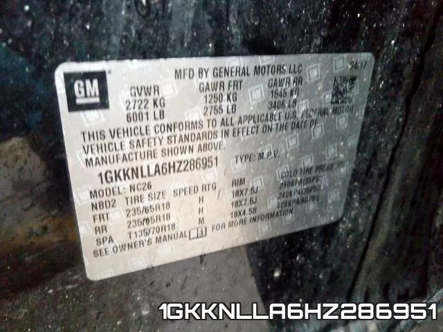 1GKKNLLA6HZ286951 фото 2