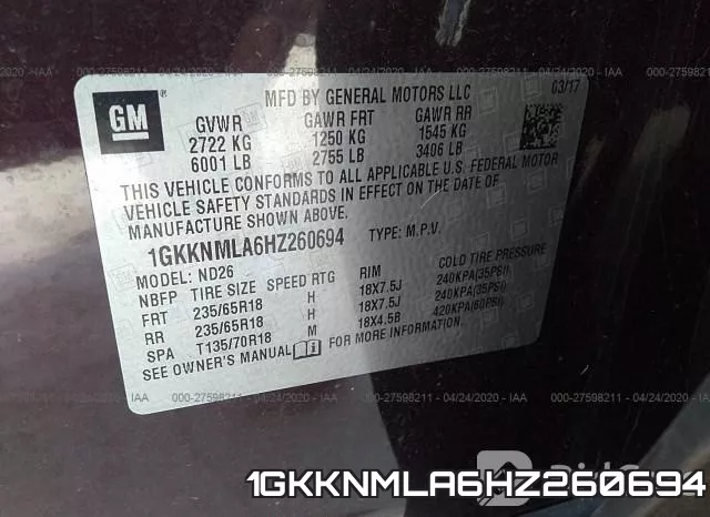 1GKKNMLA6HZ260694 фото 10