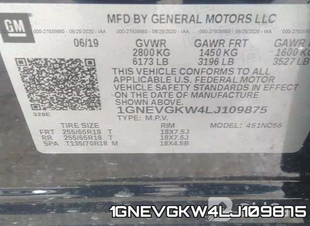 1GNEVGKW4LJ109875 фото 10