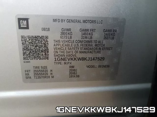 1GNEVKKW8KJ147529 фото 2