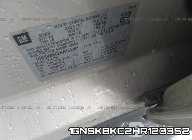 1GNSKBKC2HR123352 фото 10