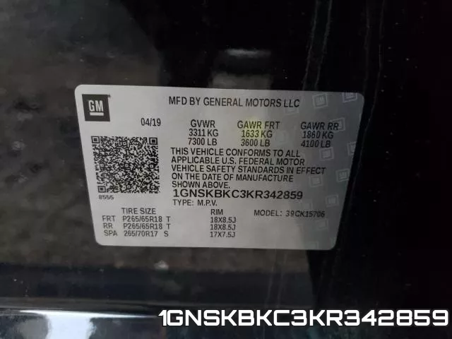 1GNSKBKC3KR342859 фото 2