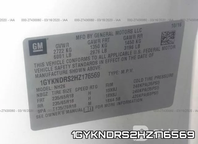 1GYKNDRS2HZ176569 фото 10