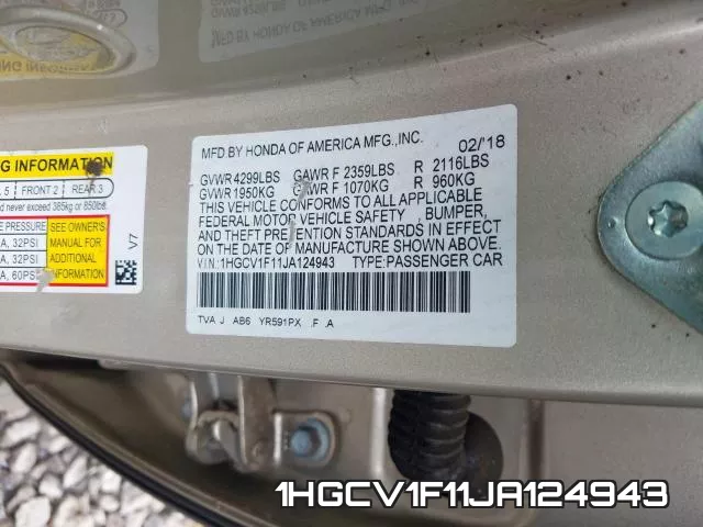 1HGCV1F11JA124943 фото 2