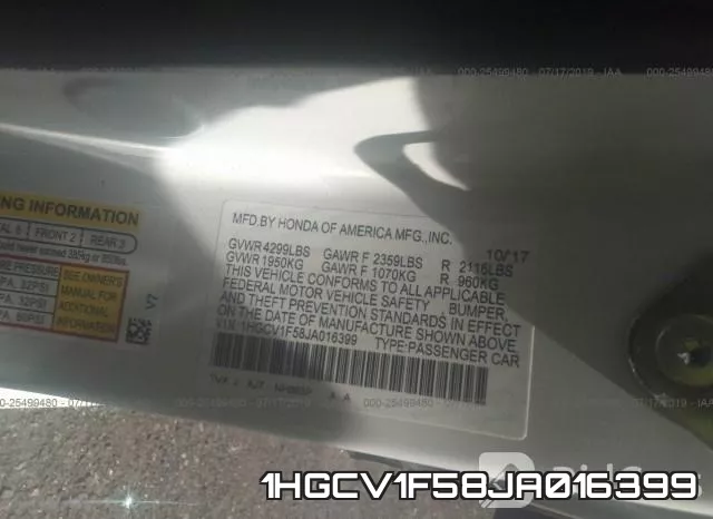 1HGCV1F58JA016399 фото 10