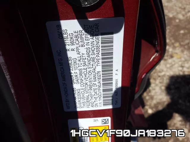 1HGCV1F90JA183276 фото 2