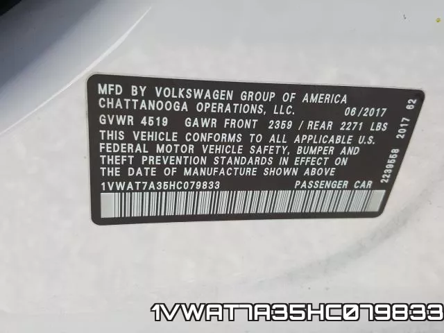 1VWAT7A35HC079833 фото 2