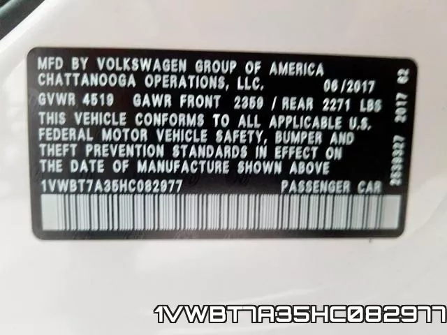 1VWBT7A35HC082977 фото 2