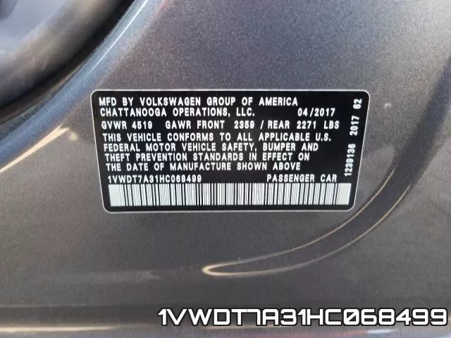 1VWDT7A31HC068499 фото 2
