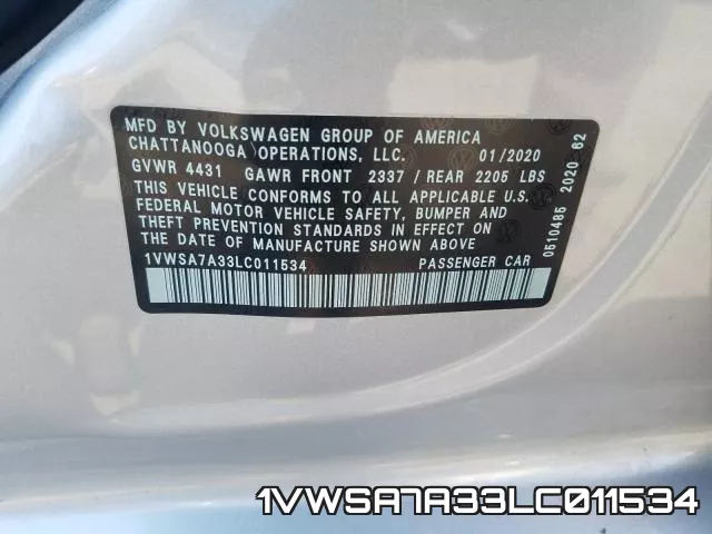 1VWSA7A33LC011534 фото 2