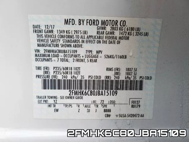 2FMHK6C80JBA15109 фото 2