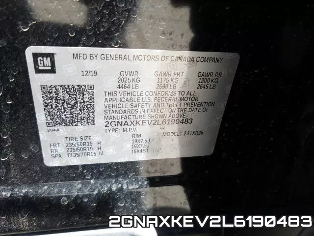 2GNAXKEV2L6190483 фото 2