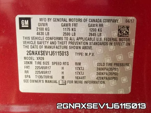 2GNAXSEV1J6115013 фото 2