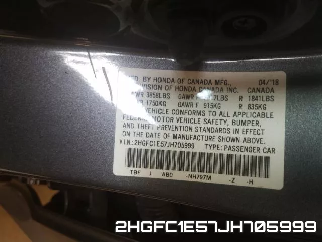 2HGFC1E57JH705999 фото 2